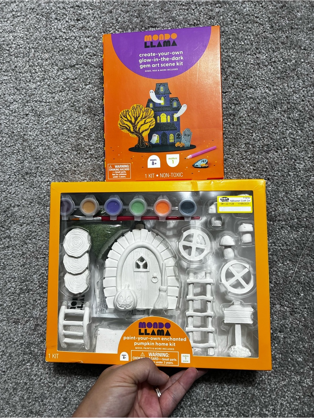 Halloween craft kits set of 2 Gem Art paint pumpkin house kit NEW